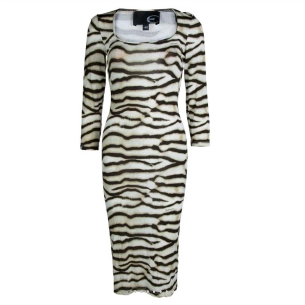 Roberto Cavalli Black and White Long Sleeve Dress
